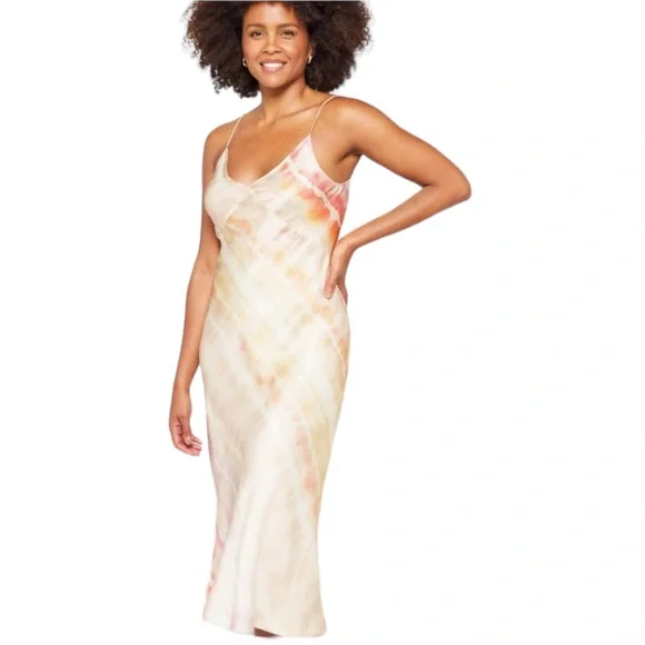 ALLSAINTS All Saints MELODY MAREA SILK BLEND Watercolor MIDI Dress New 8 - Picture 1 of 13